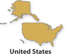 Outline map of the United States.